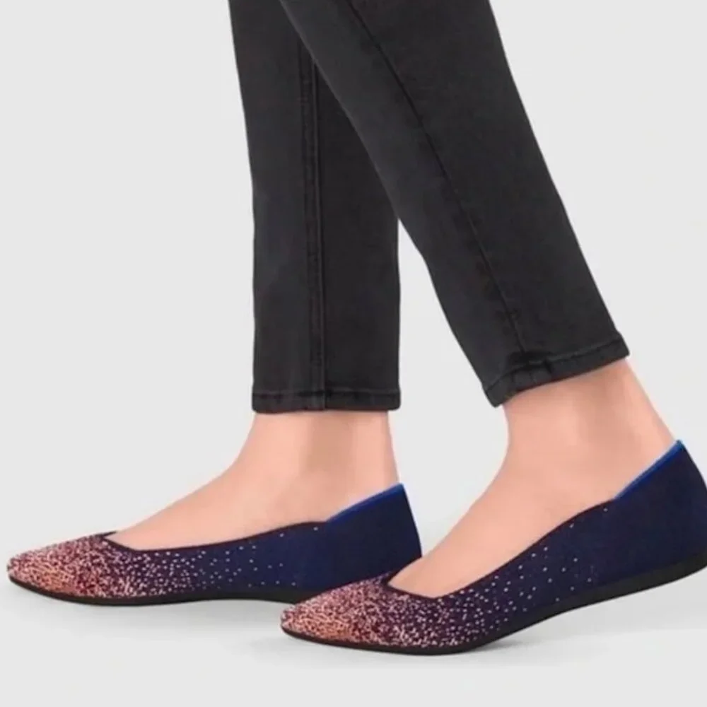 Rothy’s The Point Midnight Metallic Limited Edition Points Flats Size 10.5